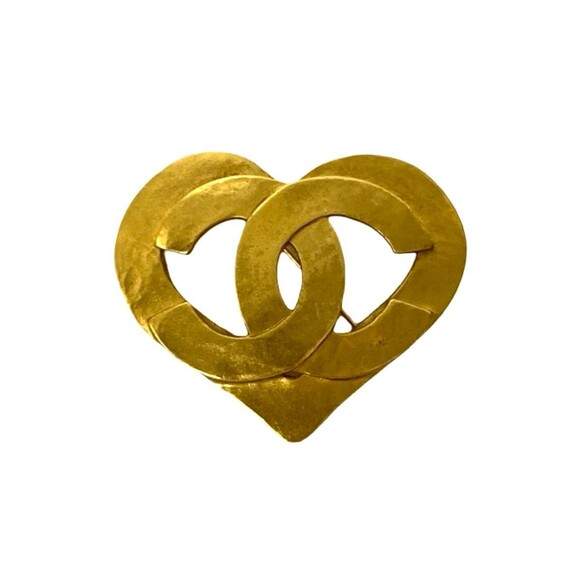 CHANEL Gold Logo Brooch